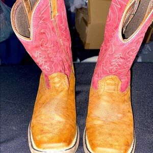 DURANGO Stylish Red and Tan KIDS SIZE 3M BRIAR RED BROWN Western Boots EUC CLEAN